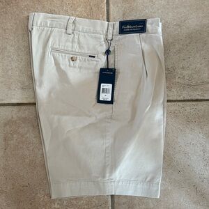 NWT! Ralph Lauren Polo Classic Fit 9” Pleated Shorts in tan khaki, sz 36